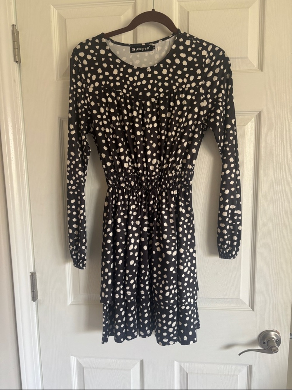 Allegra K Black and White Long Sleeve Dress - Picture 2 of 5